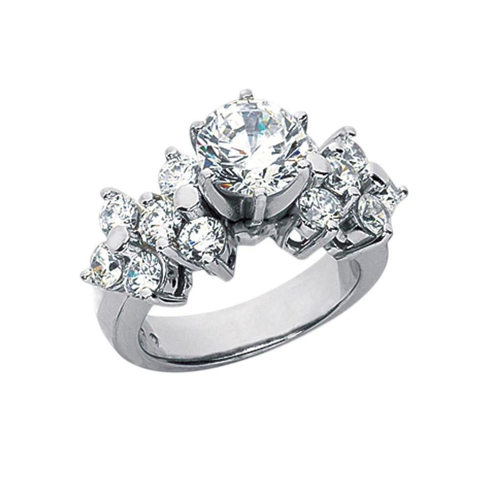 Bague De Fiançaille A 3,30 Carats De Véritable Diamants 14K D'Or Blanc Nouveau