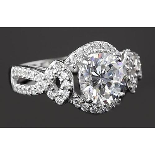 Bague De Fiançaille Avec 4 Griffes À 3,50 Carats De Diamants Ronds Bijoux Pour Femme