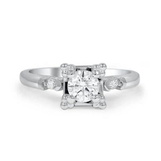 Bague De Fiançaille Avec Griffes En Or Blanc à 1,85 carats De Réel Diamants Ronds