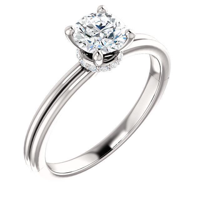 Bague De Fiançaille Avec Griffes à 1,66 Carats De Véritable Diamants Ronds 14K D'Or Blanc