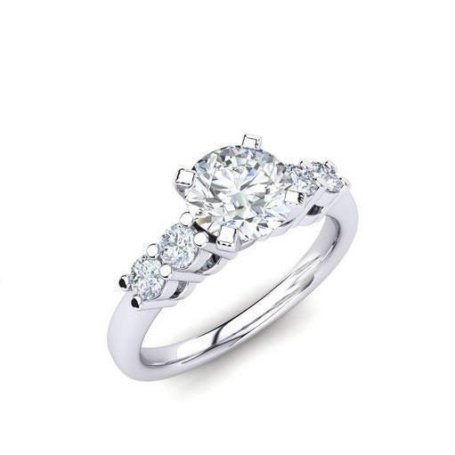 Bague De Fiançaille Avec Griffes à 2,85 carats De Réel Diamants Ronds 14K D'Or Blanc