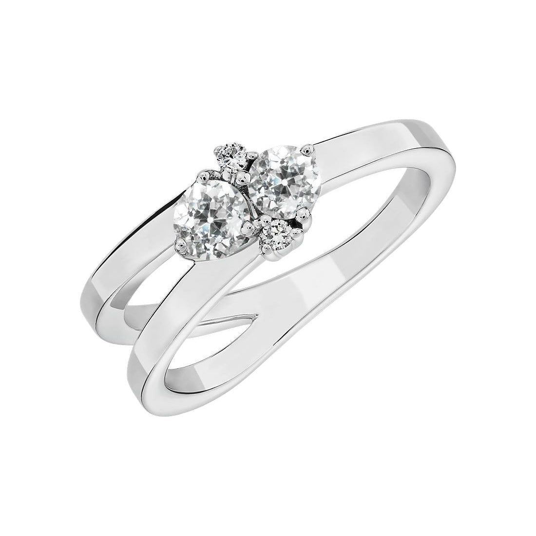 Bague De Fiançaille Avec Tige à 2,25 Carats De Réel Diamants Vieux Mineur Ronds