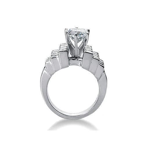 Bague De Fiançaille De Luxe à 3,50 Carats Réel Diamant 14K D'Or Blanc