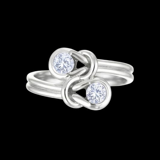 Bague De Fiançaille De Mariage De Style Noeud à 1 Carat De Naturel Diamants Naturels Extraits des Mines ( et non cultivés en laboratoire ) Toi Et Moi