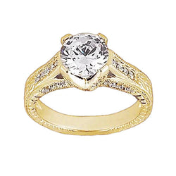 Bague De Fiançaille De Style Classique à 1,43 Carats De Réel Diamants 14K D'Or Jaune