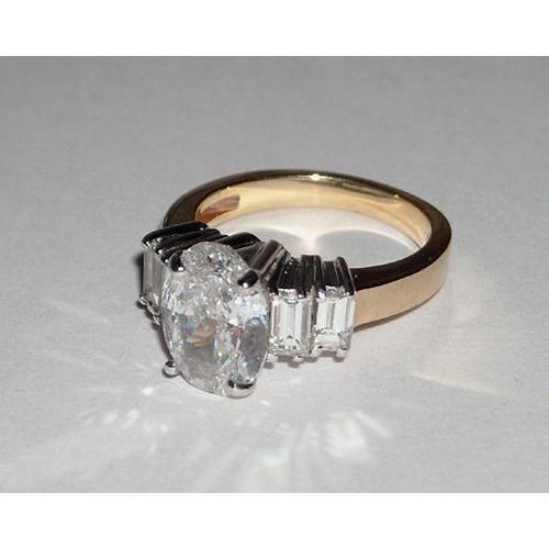 Bague De Fiançaille De Style Classique à 1,51 Carats De Réel Diamants Ovales Bijoux Bicouleur Nouveau
