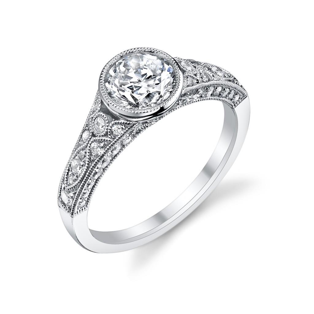 Bague De Fiançaille En Or Blanc Et En Biseau à 2,90 Carats De Naturel Diamants De Style Classique