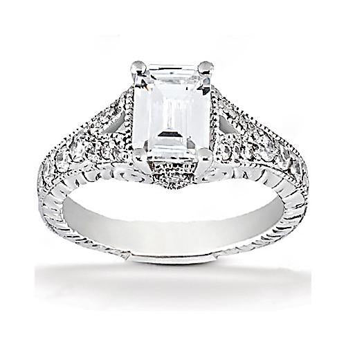 Bague De Fiançaille En Or Blanc à 1,36 Carats De Réel Diamants