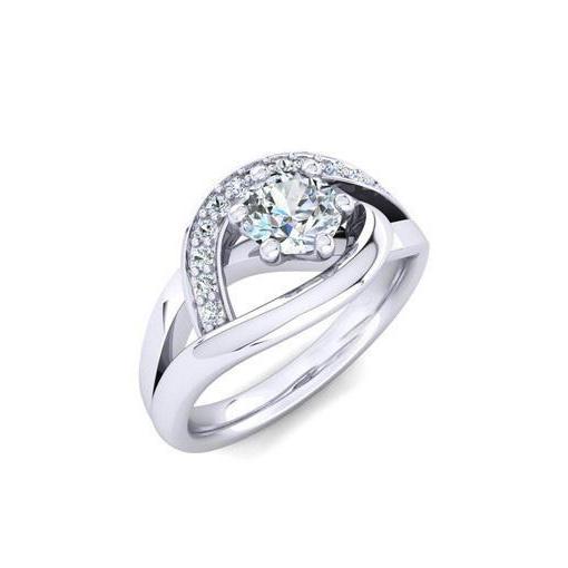 Bague De Fiançaille En Or Blanc à 1,70 Cts De Réel Diamants