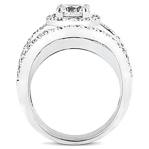 Bague De Fiançaille Halo En Or Blanc à 2,85 Carats Véritable Diamants