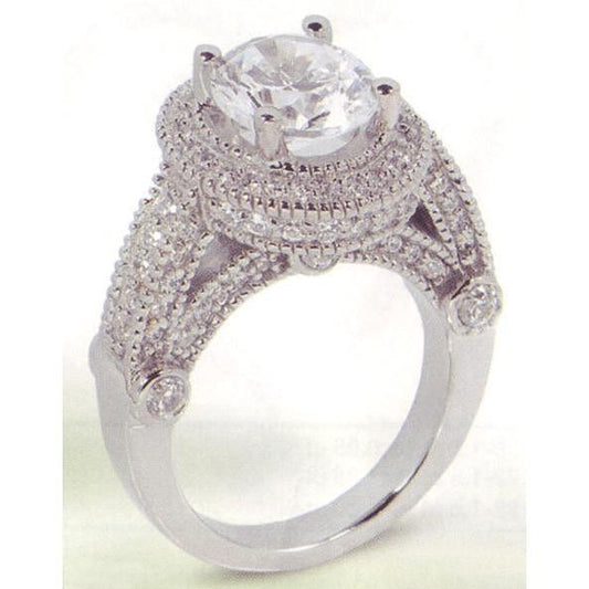 Bague De Fiançaille Luxueuse Antique à 3,50 Carats De Véritable Diamants 14K D'Or Blanc