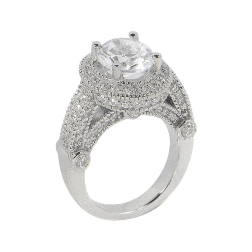 Bague De Fiançaille Luxueuse Antique à 3,50 Carats De Véritable Diamants 14K D'Or Blanc