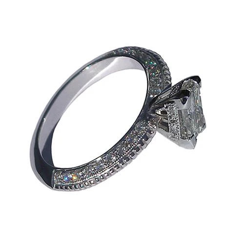 Bague De Fiançaille Micro-pavé à 3,50 Carats De Réel Diamants Princesses