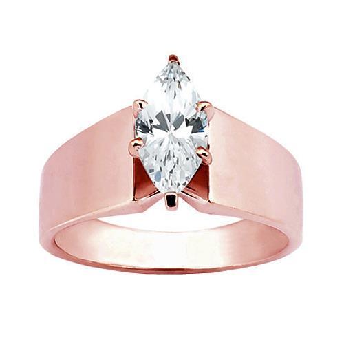 Bague De Fiançaille Solitaire En Or Rose À 1,50 Cts De Naturel Diamants