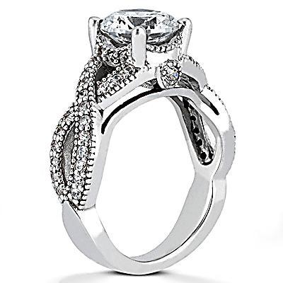 Bague De Fiançaille Tige Torsadée à 1,87 Carats De Naturel Diamants Ronds