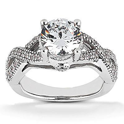 Bague De Fiançaille Tige Torsadée à 1,87 Carats De Naturel Diamants Ronds