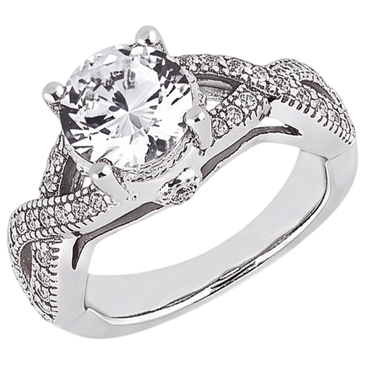 Bague De Fiançaille Tige Torsadée à 1,87 Carats De Naturel Diamants Naturels Extraits des Mines ( et non cultivés en laboratoire ) Ronds
