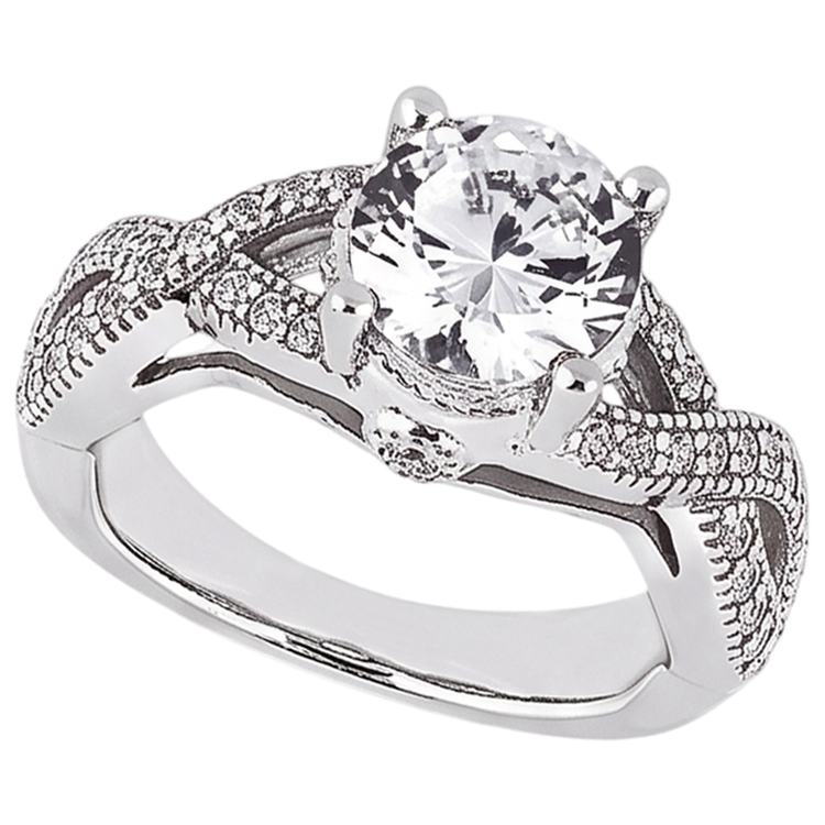 Bague De Fiançaille Tige Torsadée à 1,87 Carats De Naturel Diamants Naturels Extraits des Mines ( et non cultivés en laboratoire ) Ronds