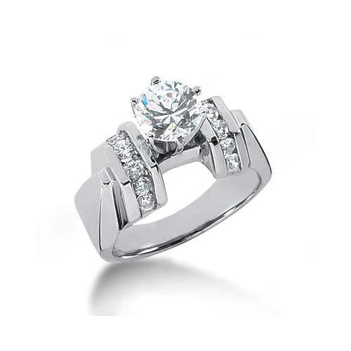 Bague De Fiançaille à 1,85 Carats De Réel Diamants 14K D'Or Blanc