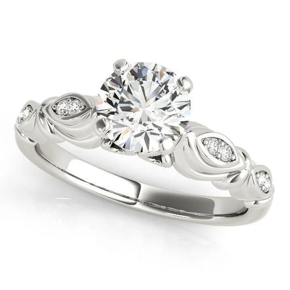 Bague De Fiançaille à 1,90 carats De Réel Diamants De Style Classique 14K D'Or Blanc Solide Pour Femme