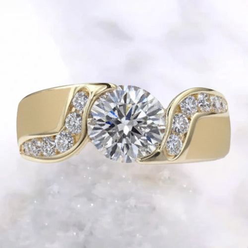 Bague De Fiançaille à 1,80 carats De Réel Diamants Naturels Extraits des Mines ( et non cultivés en laboratoire ) Ronds Bijoux En Or Jaune Nouveau