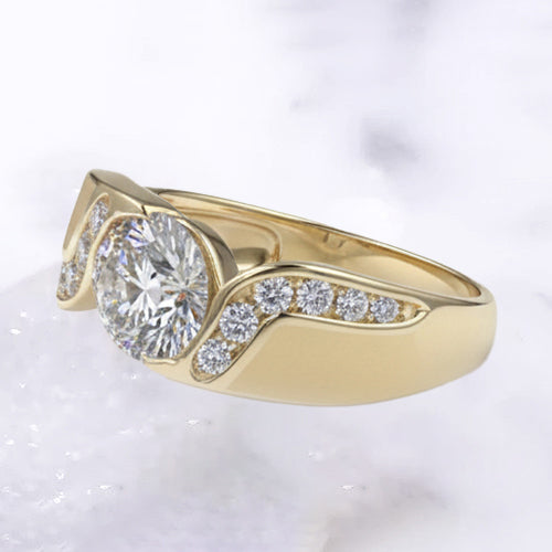 Bague De Fiançaille à 1,80 carats De Réel Diamants Naturels Extraits des Mines ( et non cultivés en laboratoire ) Ronds Bijoux En Or Jaune Nouveau