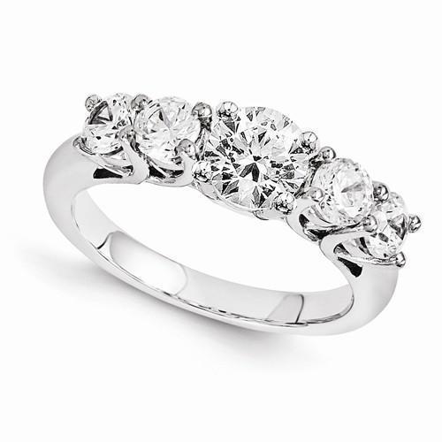 Bague De Fiançaille à 2 Carats De Réel Diamants Princesses Bijoux A 14K D'Or Blanc