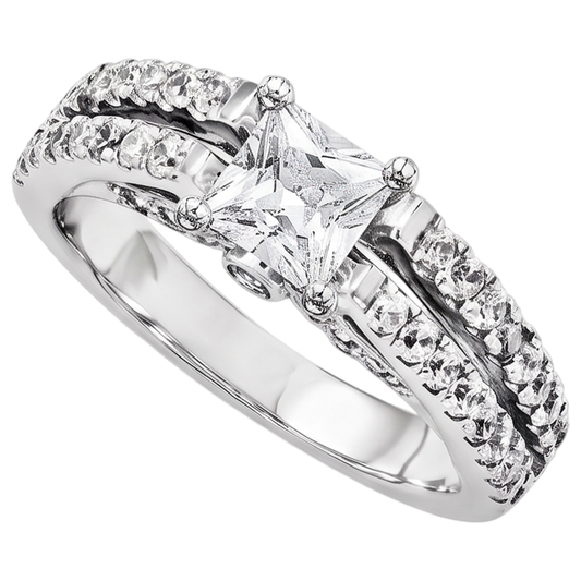 Bague De Fiançaille à 2 carats De Réel Diamants Naturels Extraits des Mines ( et non cultivés en laboratoire ) Princesses Bijoux à 14K D'Or Blanc