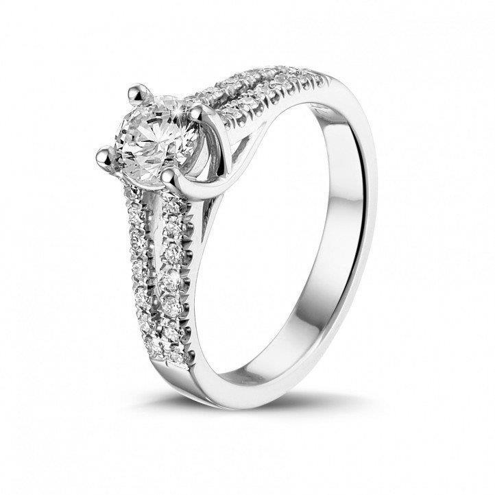 Bague De Fiançaille à 2,90 Cts De Naturel Diamants Ronds Brillants 14K D'Or Blanc