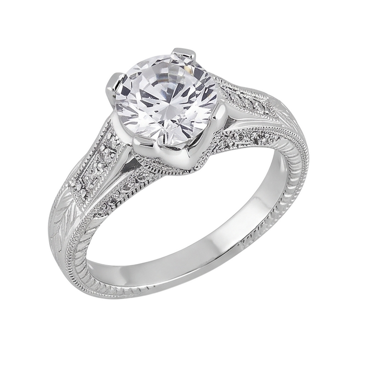 Bague De Fiançaille à 2,50 carats De Diamants Naturels Extraits des Mines ( et non cultivés en laboratoire ) Ronds Milgrains De Style Classique