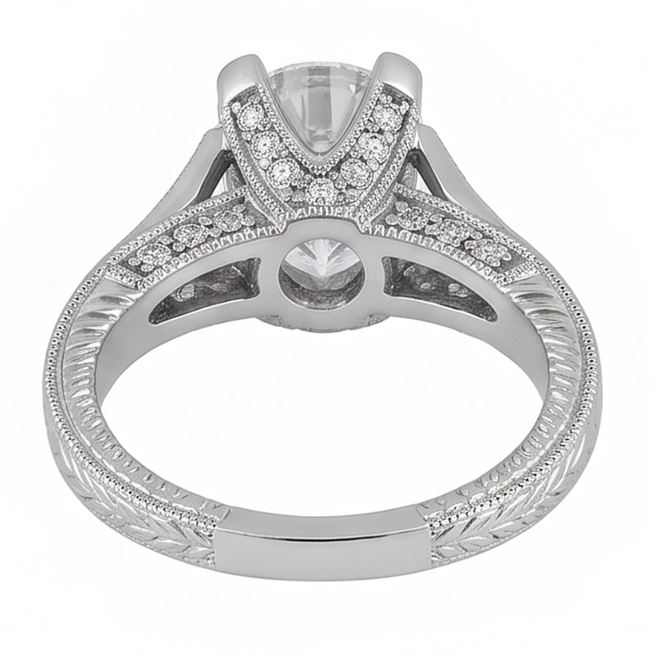 Bague De Fiançaille à 2,50 carats De Diamants Naturels Extraits des Mines ( et non cultivés en laboratoire ) Ronds Milgrains De Style Classique