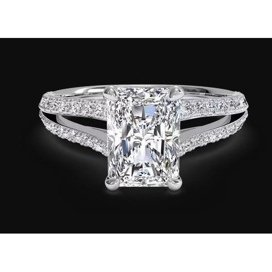 Bague De Fiançaille à 3,40 Carats De Véritable Diamants Ronds Brillants Étincelants