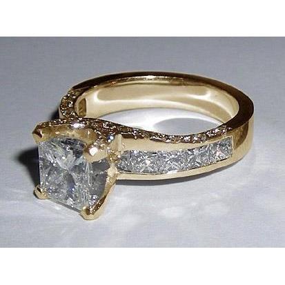 Bague De Fiançaille à 4,25 Carats De Réel Diamants Princesses Pavés Personnalisés