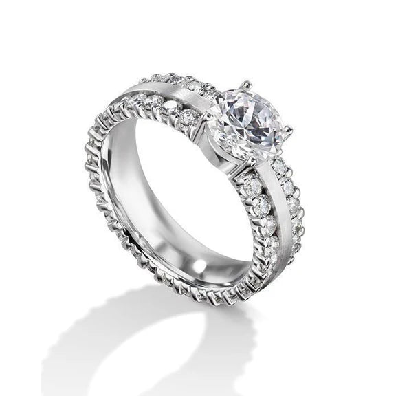Bague De Fiançaille à 4,70 Carats De Réel Diamants Ronds 14K D'Or Blanc Pour Femme