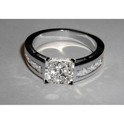 Bague De Fiançailles 2.25 Carats Princesse Réel Diamant Or Blanc Neuf