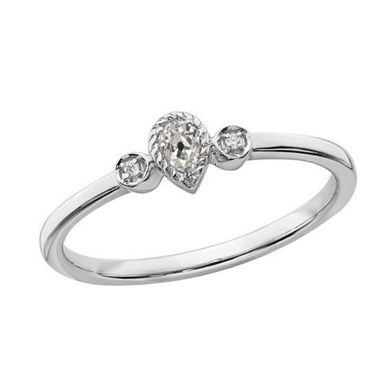 Bague De Fiançailles 3 Pierres Poire Vieux Mineur Réel Diamant Lunette Sertie 1.25 Carats