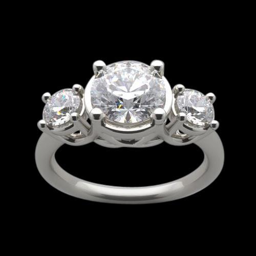 Bague De Fiançailles 3 Pierres Réel Diamants Lucida 3 Carats