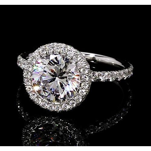 Bague De Fiançailles 7 Carats Halo Naturel Diamants Ronds Bijoux