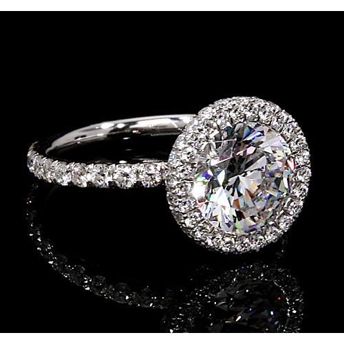 Bague De Fiançailles 7 Carats Halo Naturel Diamants Ronds Bijoux