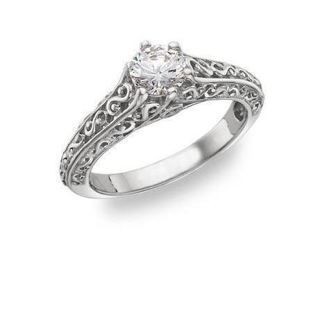 Bague De Fiançailles A L'aspect Antique Avec Naturel Diamants 1.35 Carats. Nouvel Or Blanc 14K