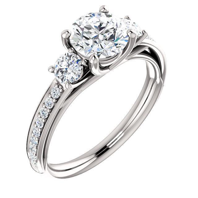 Bague De Fiançailles A Trois Pierres Avec Réel Diamants Ronds Brillants De 2.05 Carats
