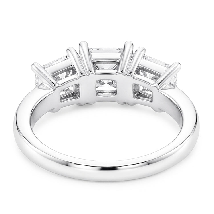 Bague De Fiançailles A Trois Pierres Naturel Diamants Naturels Extraits des Mines ( et non cultivés en laboratoire ) Princesse 3 Carats Or Blanc 14K