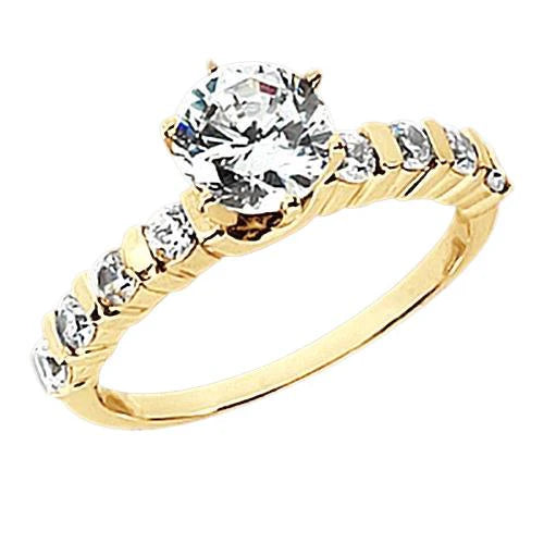 Bague De Fiançailles Accentuée De Réel Diamants De 1.30 Ct En Or Jaune 14K