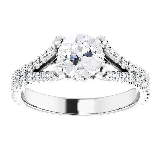 Bague De Fiançailles Ancienne Mine Cut Véritable Diamond Split Tige Bijoux 5 Carats