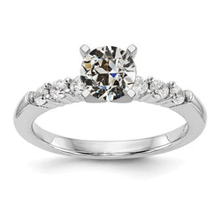 Bague De Fiançailles Avec Accents Réel Diamant Rond Taille Ancienne 2.50 Carats