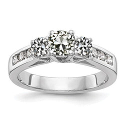 Bague De Fiançailles Avec Naturel Aiamants Ronds Vieux Mineur 3 Carats