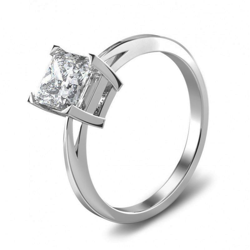 Bague De Fiançailles Avec Réel Diamants De Taille Radiante De 2.25 Carats Et Solitaire
