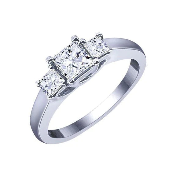 Bague De Fiançailles Avec Réel Diamants Taille Princesse De 2.50 Cts En Or Blanc