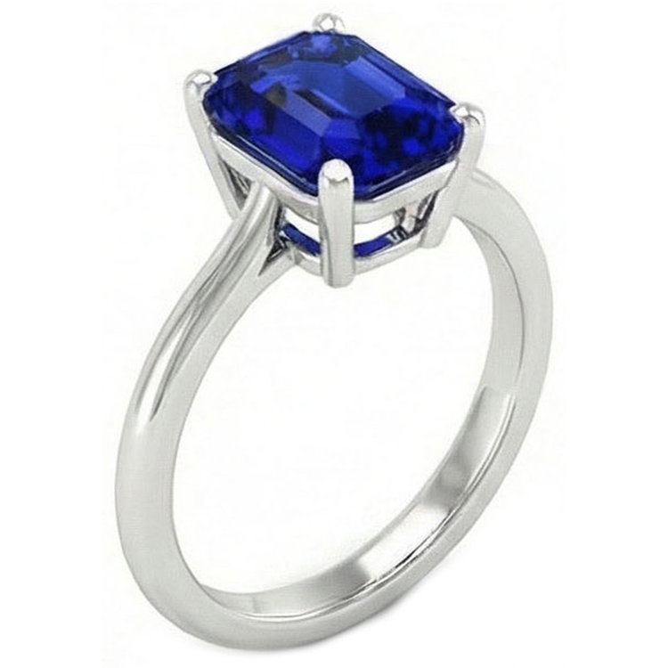 Bague De Fiançailles Avec Saphir Bleu Profond De 5 Carats