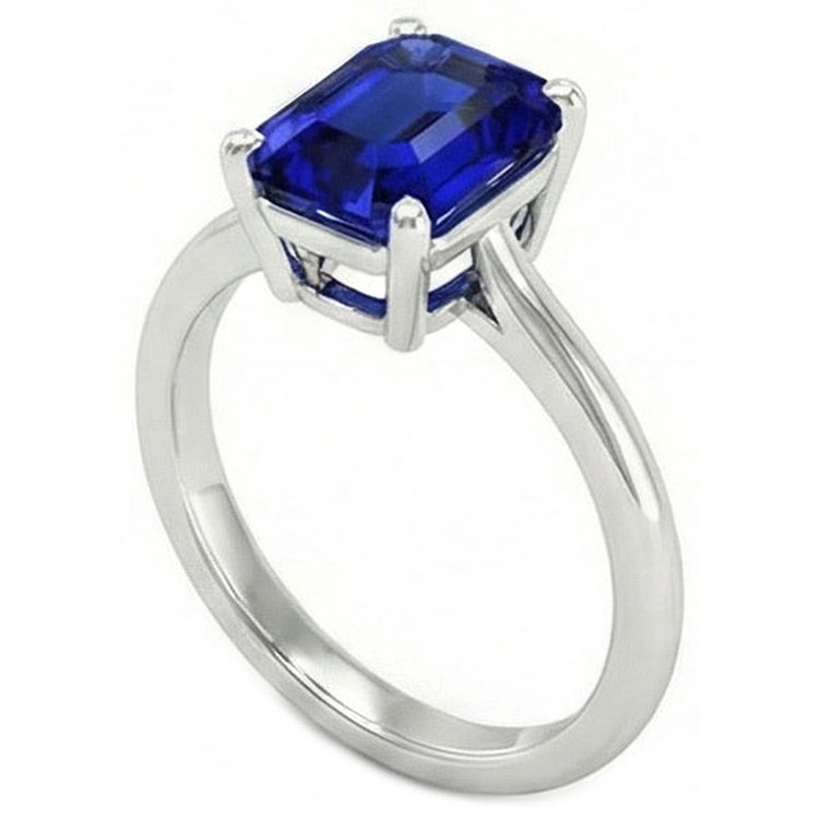 Bague De Fiançailles Avec Saphir Bleu Profond De 5 Carats